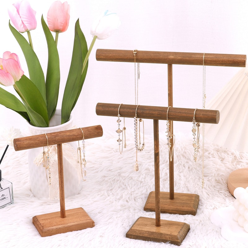 Wooden Jewelry Bracelet Display Rack Stand For Watches Chains And Bracelets 0