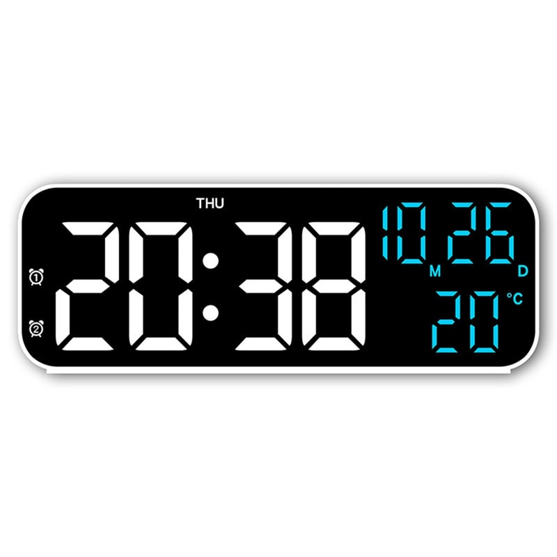 Digital LED Alarm Clock with Temperature, Date Display, and Voice Control