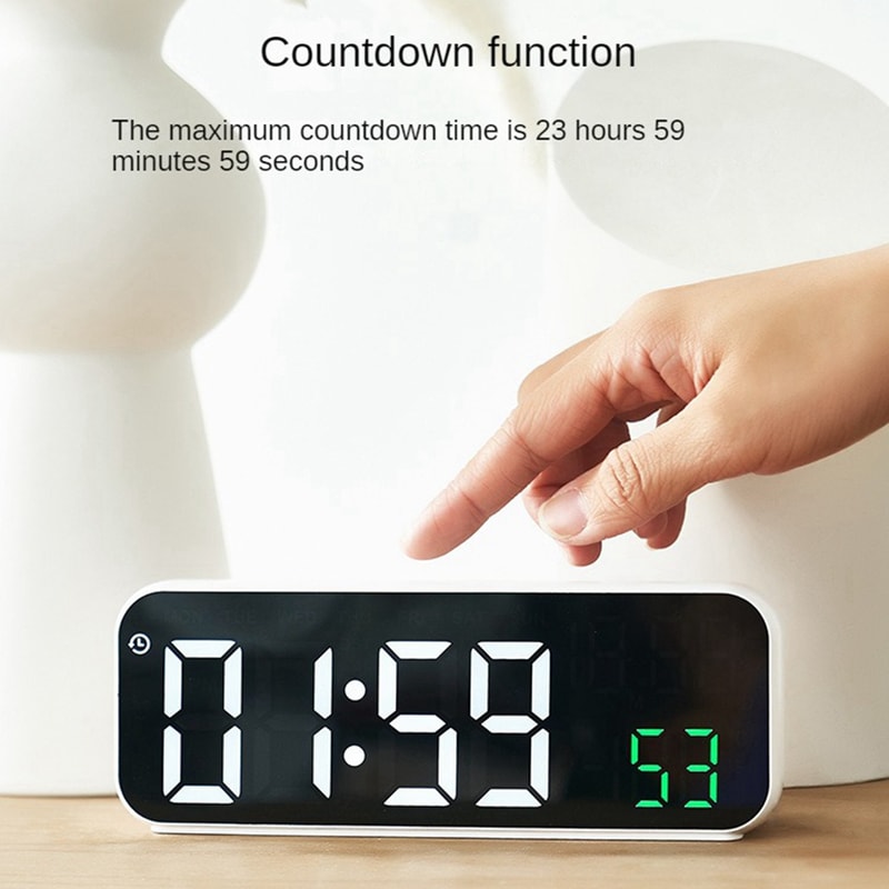 Digital LED Alarm Clock with Temperature, Date Display, and Voice Control