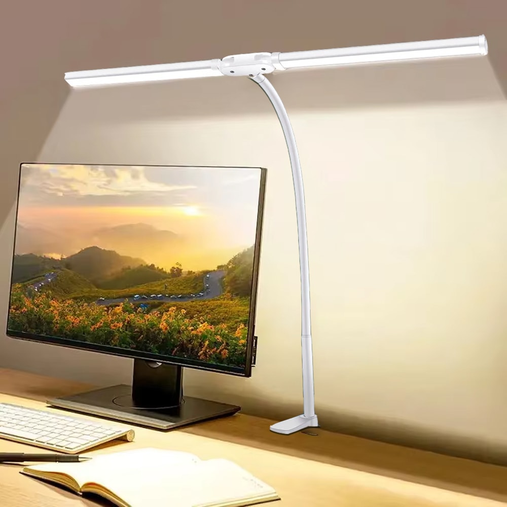 LED Desk Lamp With Stepless Dimmable Light Adjustable Gooseneck DoubleSingle Head Architect Desk 0
