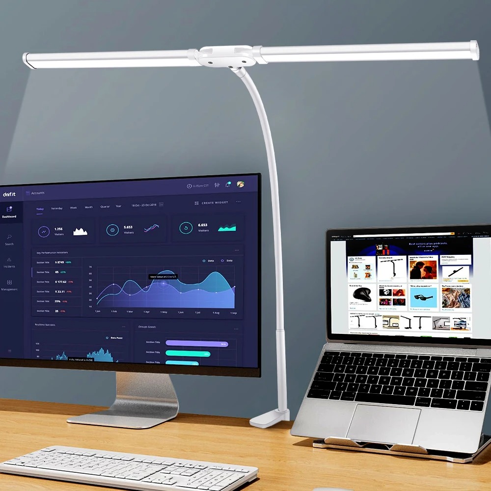 LED Desk Lamp With Stepless Dimmable Light Adjustable Gooseneck DoubleSingle Head Architect Desk 1