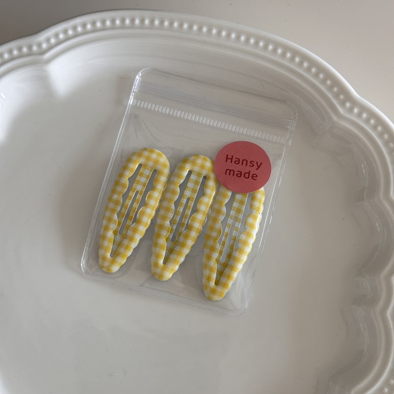 Water Droplet Barrettes For Baby Girls Wavy Edge Plaid BB Clip Hair Accessories 3