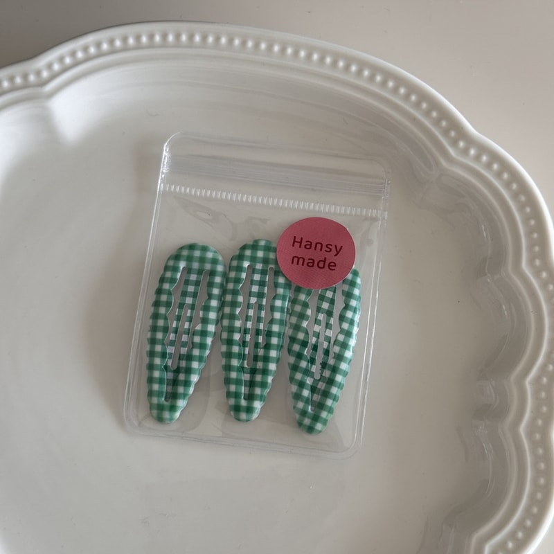 Water Droplet Barrettes For Baby Girls Wavy Edge Plaid BB Clip Hair Accessories 5