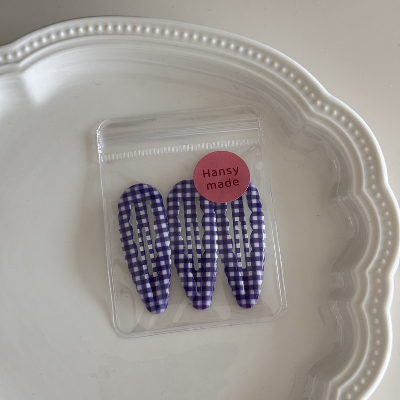 Water Droplet Barrettes For Baby Girls Wavy Edge Plaid BB Clip Hair Accessories 6