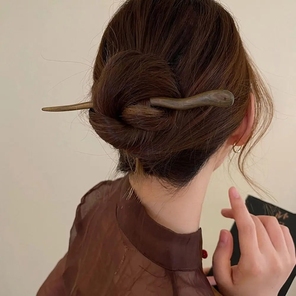 Elegant Chinese Style Wood Hair Stick for Women | Vintage Hanfu Hairpin Headwear Accessory