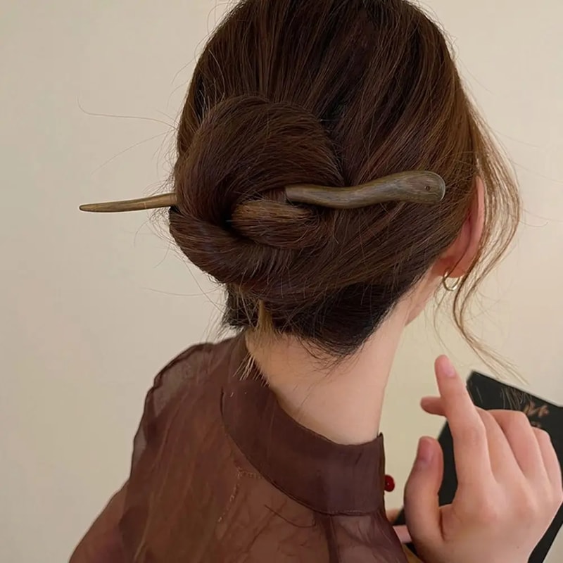 Elegant Chinese Style Wood Hair Stick for Women | Vintage Hanfu Hairpin Headwear Accessory