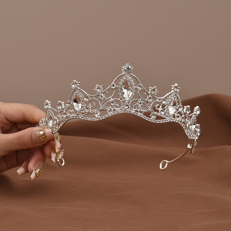 Princess Queen Vintage Baroque Crystal Crown Tiara Rhinestone Bridal Jewelry For Women 1