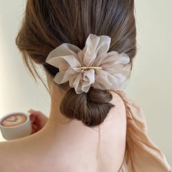 big spring hair claw clips for women - metal chiffon flowers ponytail holder hairpin barrettes