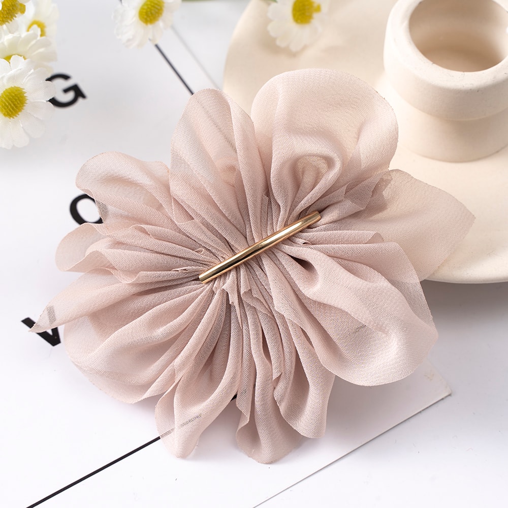 Big Spring Hair Claw Clips For Women Metal Chiffon Flowers Ponytail Holder Hairpin Barrettes 4