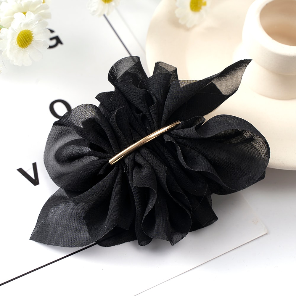 Big Spring Hair Claw Clips For Women Metal Chiffon Flowers Ponytail Holder Hairpin Barrettes 6