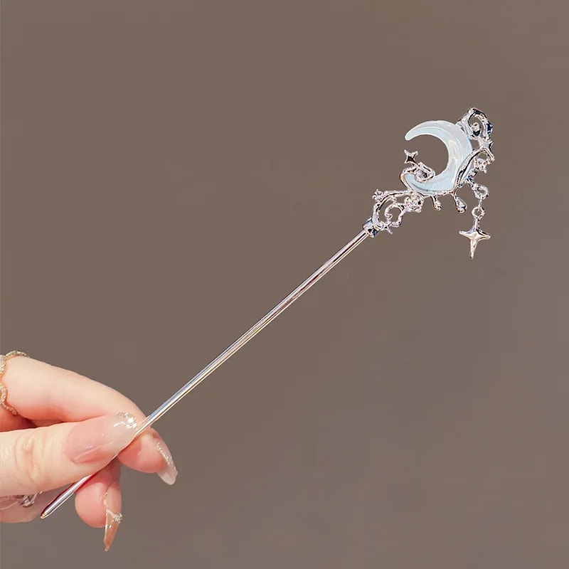 Romantic Moonstone Star Hairpin Metal Branch Hair Fork Elegant Chinese Style Jewelry For Girls 6