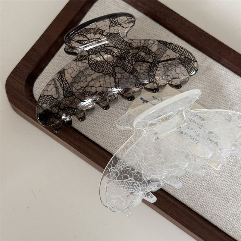 Lace Pattern Claw Clip For Women Shark Clip For Back Head Texture And Mature Half Tie Hair 2
