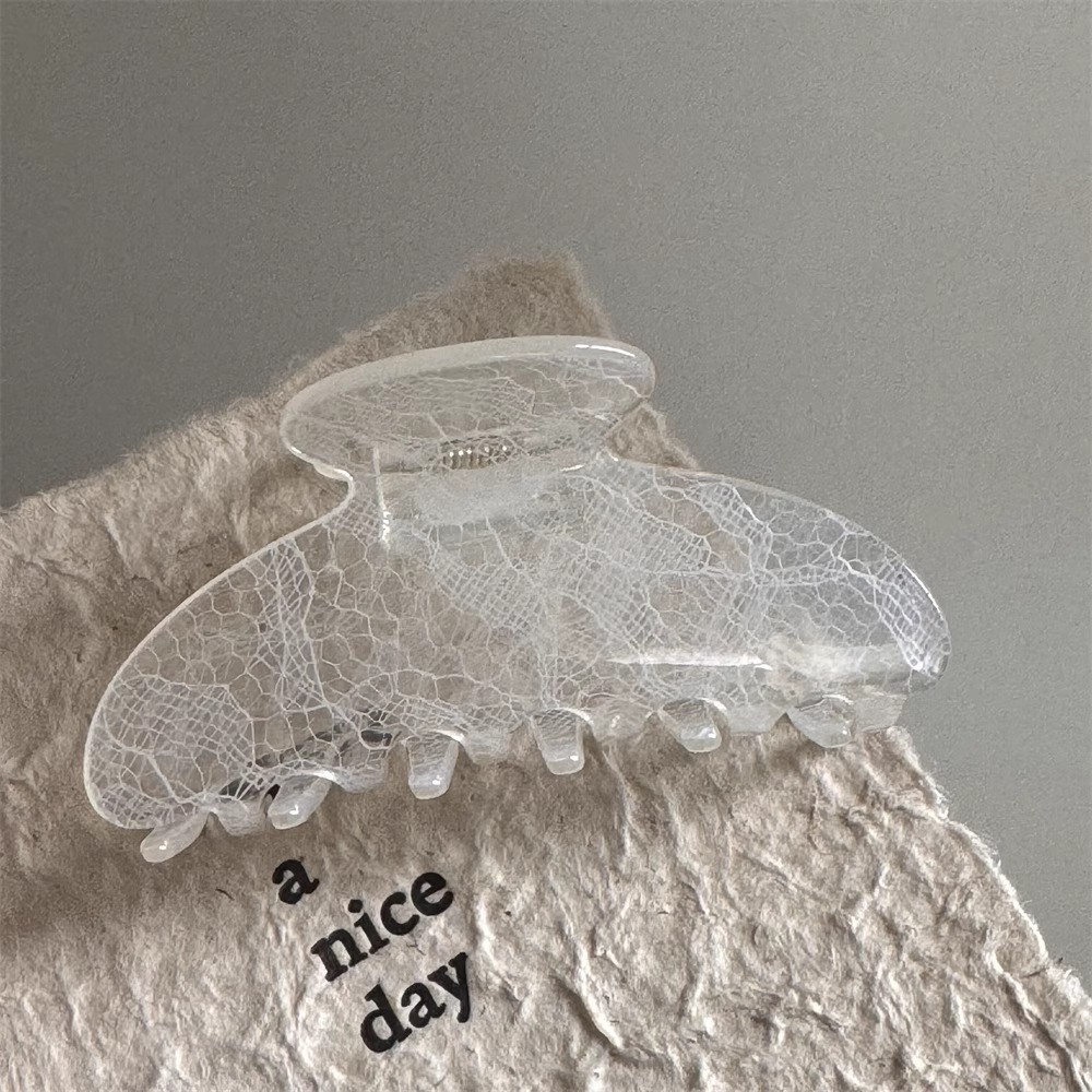 Lace Pattern Claw Clip For Women Shark Clip For Back Head Texture And Mature Half Tie Hair 5