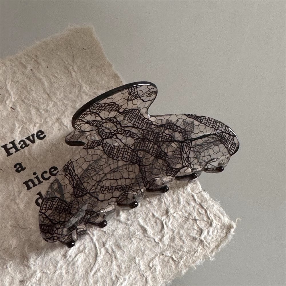 Lace Pattern Claw Clip For Women Shark Clip For Back Head Texture And Mature Half Tie Hair 6