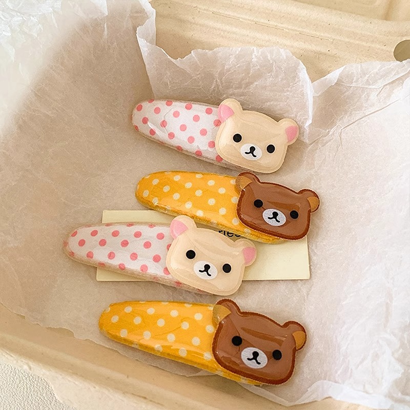 Kawaii Rilakkuma Cartoon Hair Clip Cute Wave Point BB Hairpin For Girls Perfect Birthday Gift 1