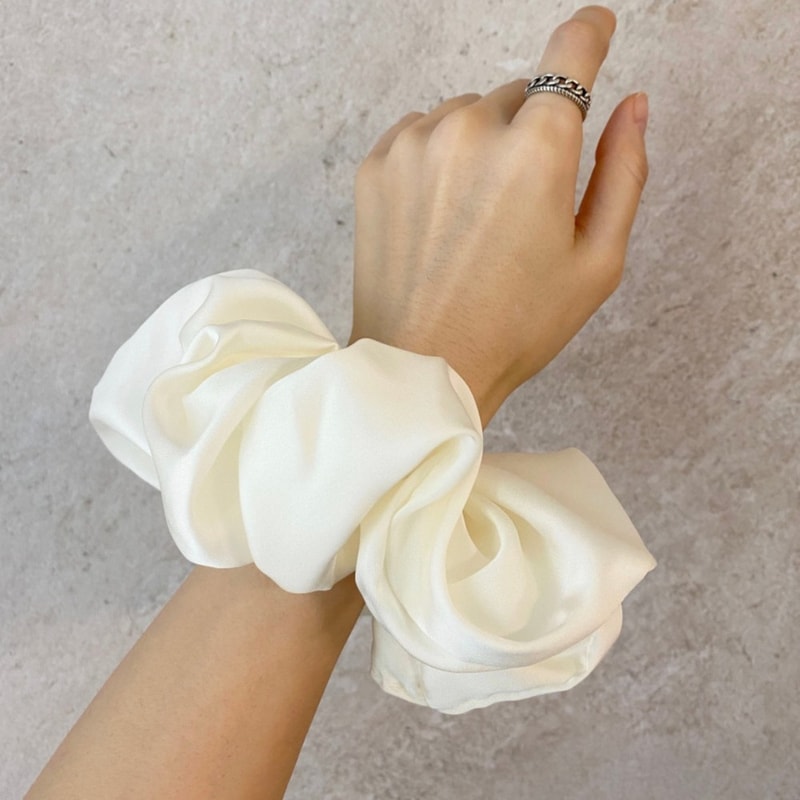 Oversized Silk Scrunchies For Women Chiffon Hair Tie For Ponytail Holder Koreaninspired Elastic He 1