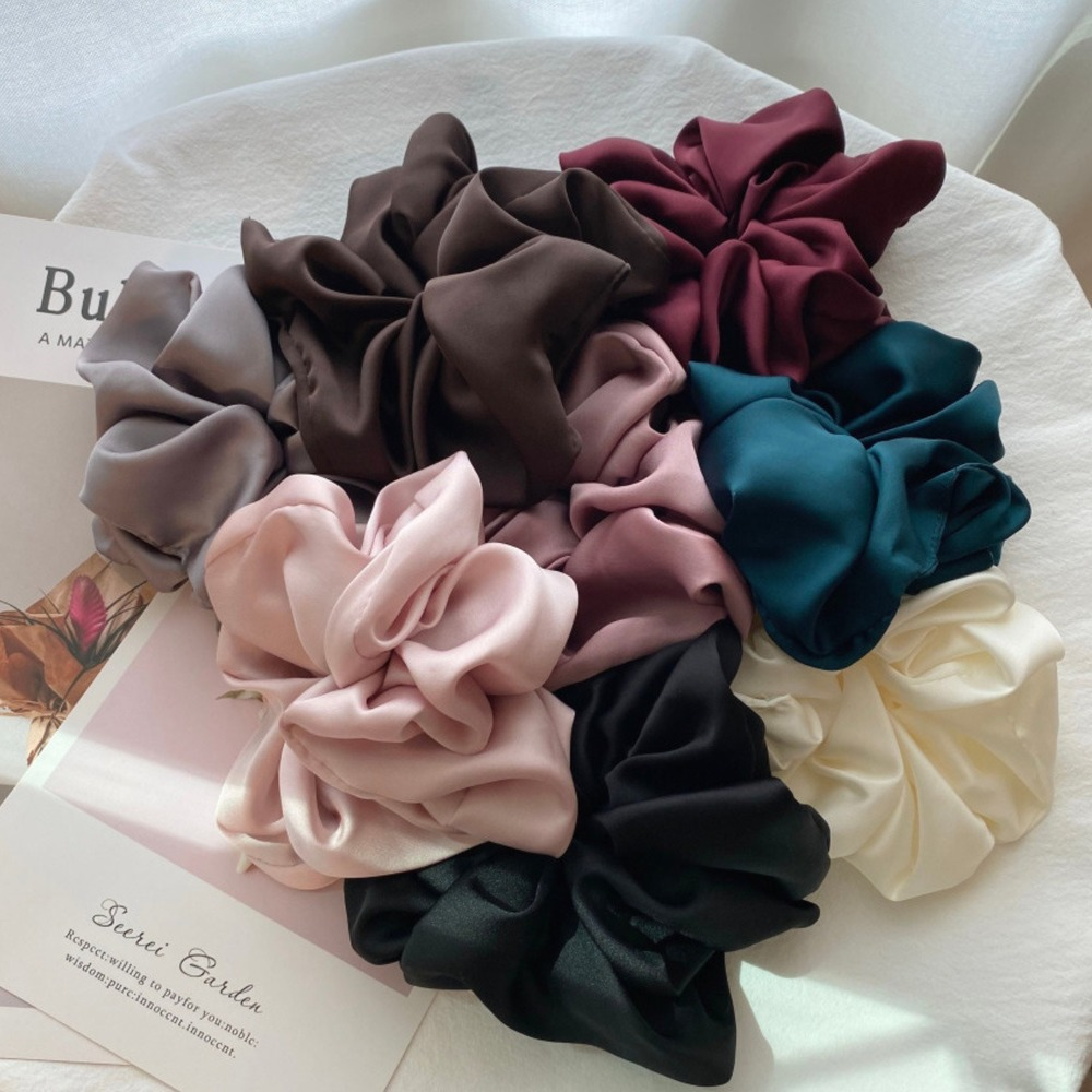 Oversized Silk Scrunchies For Women Chiffon Hair Tie For Ponytail Holder Koreaninspired Elastic He 2