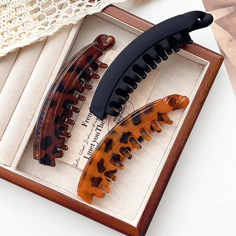 Vintage Leopard Print Hair Claw Clip High Ponytail Holder For Women Girls 1