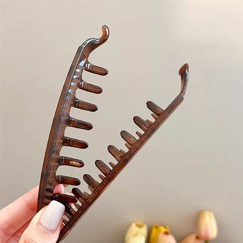 Vintage Leopard Print Hair Claw Clip High Ponytail Holder For Women Girls 2