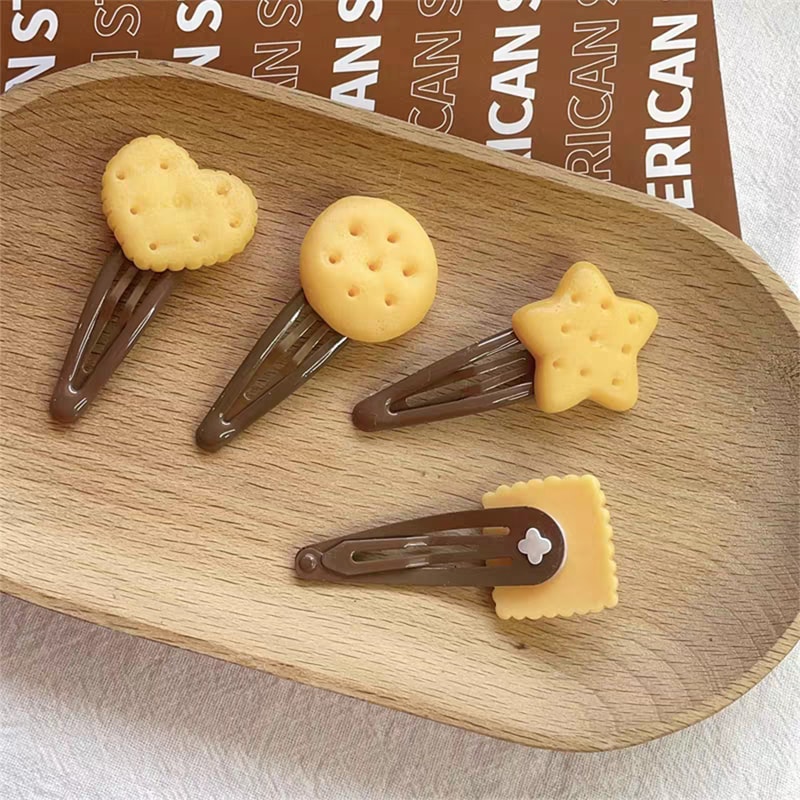 Cute Baked Cookie Hairpin Side Clips For Girls Korean Hair Accessories For Women 0