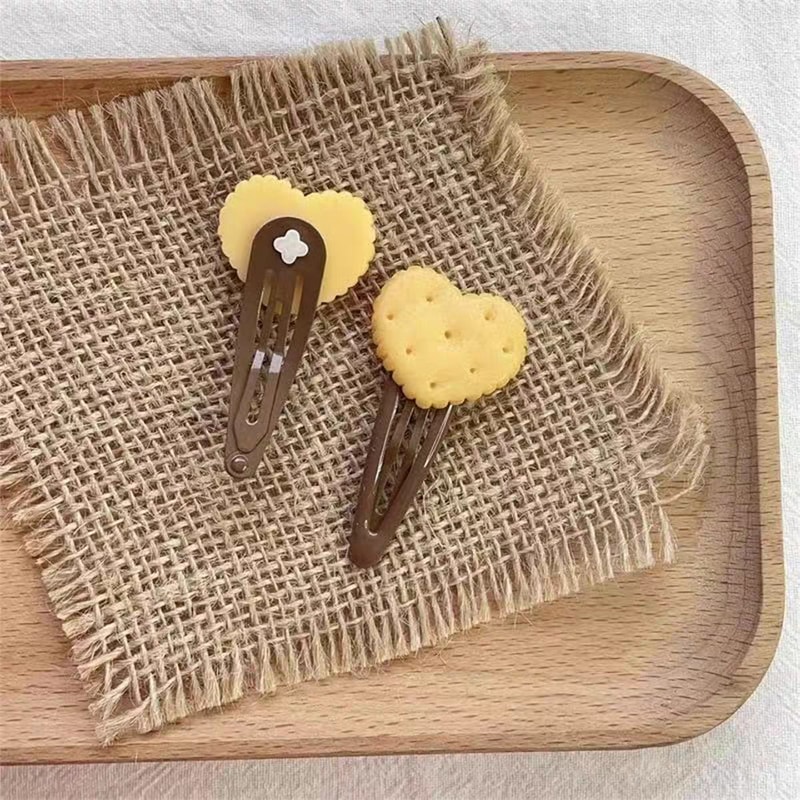 Cute Baked Cookie Hairpin Side Clips For Girls Korean Hair Accessories For Women 3