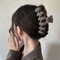 Vintage Geometric Frosted Plastic Hair Claw For Women Elegant Long Thick Hair Claw Clip Accessory 0