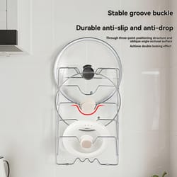 multi-functional wall-mounted pot lid rack - stainless steel kitchen organizer for pot lids and pan covers