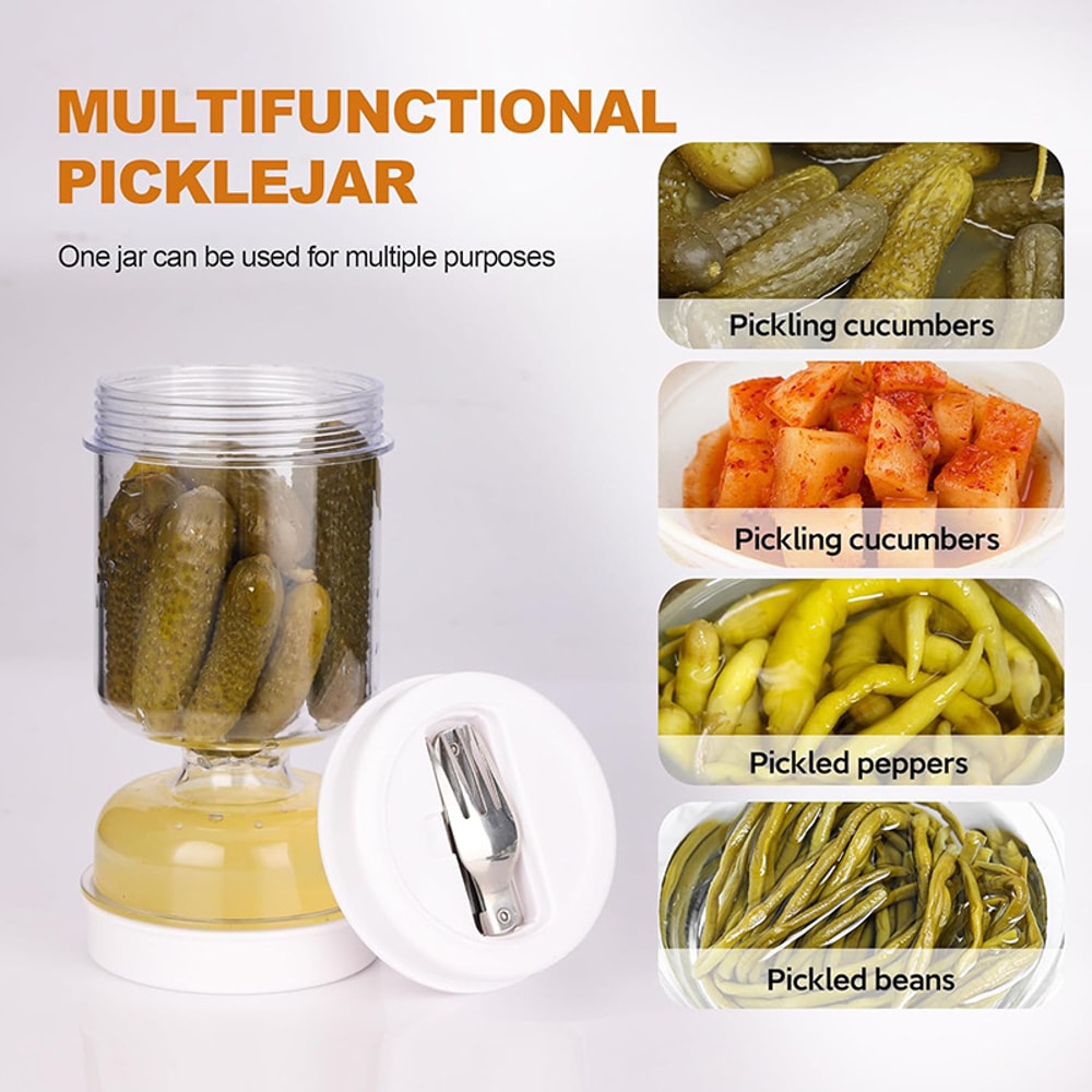 Pickle Jar With Forks Modern Pickles And Olives Dispenser For Kitchen Hourglass Design With Juice 4