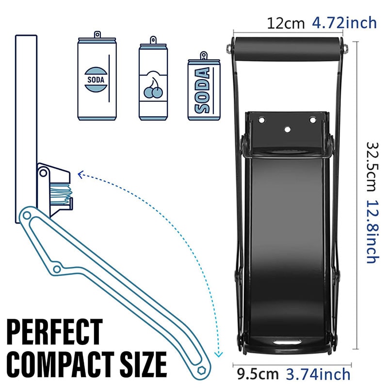 Heavy Duty Metal Can Crusher For Recycling Wall Mounted Soda Beer Can Smasher With Bottle Opener 2