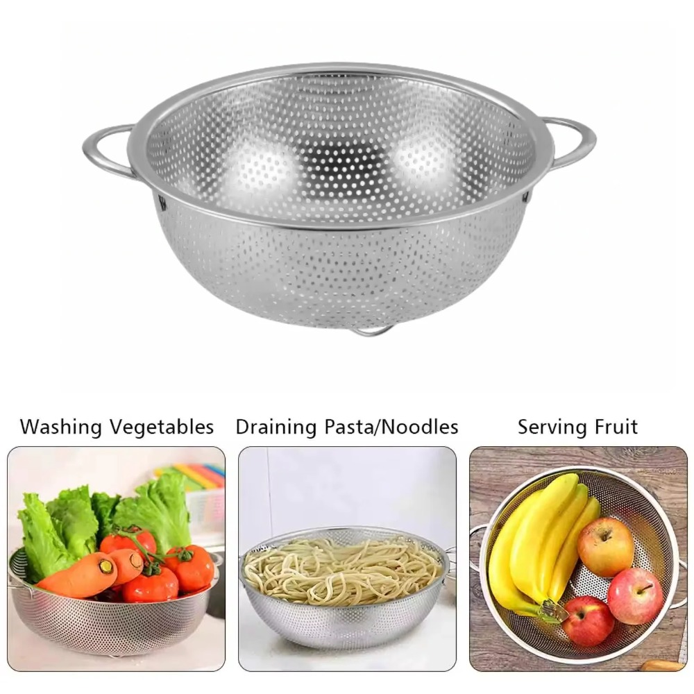 Stainless Steel Colander With Double Handles Fine Mesh Strainer For Fruits Vegetables And Pasta 3