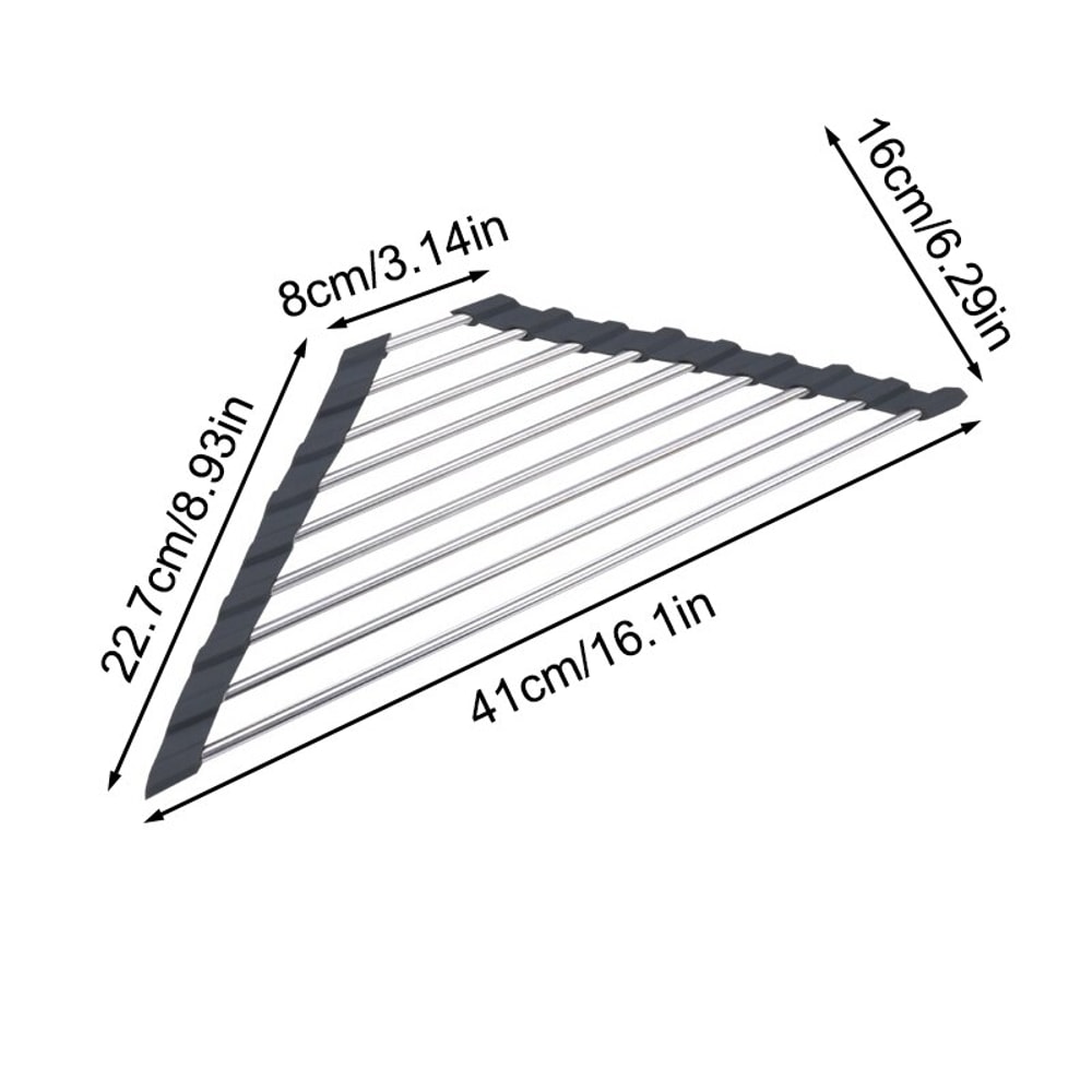 Foldable Triangular Sink Storage Rack Stainless Steel Kitchen Water Filter Drain Rack For Bowls 5