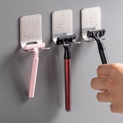 stainless steel razor hook wall adhesive shaving shelf – bathroom & kitchen organizer