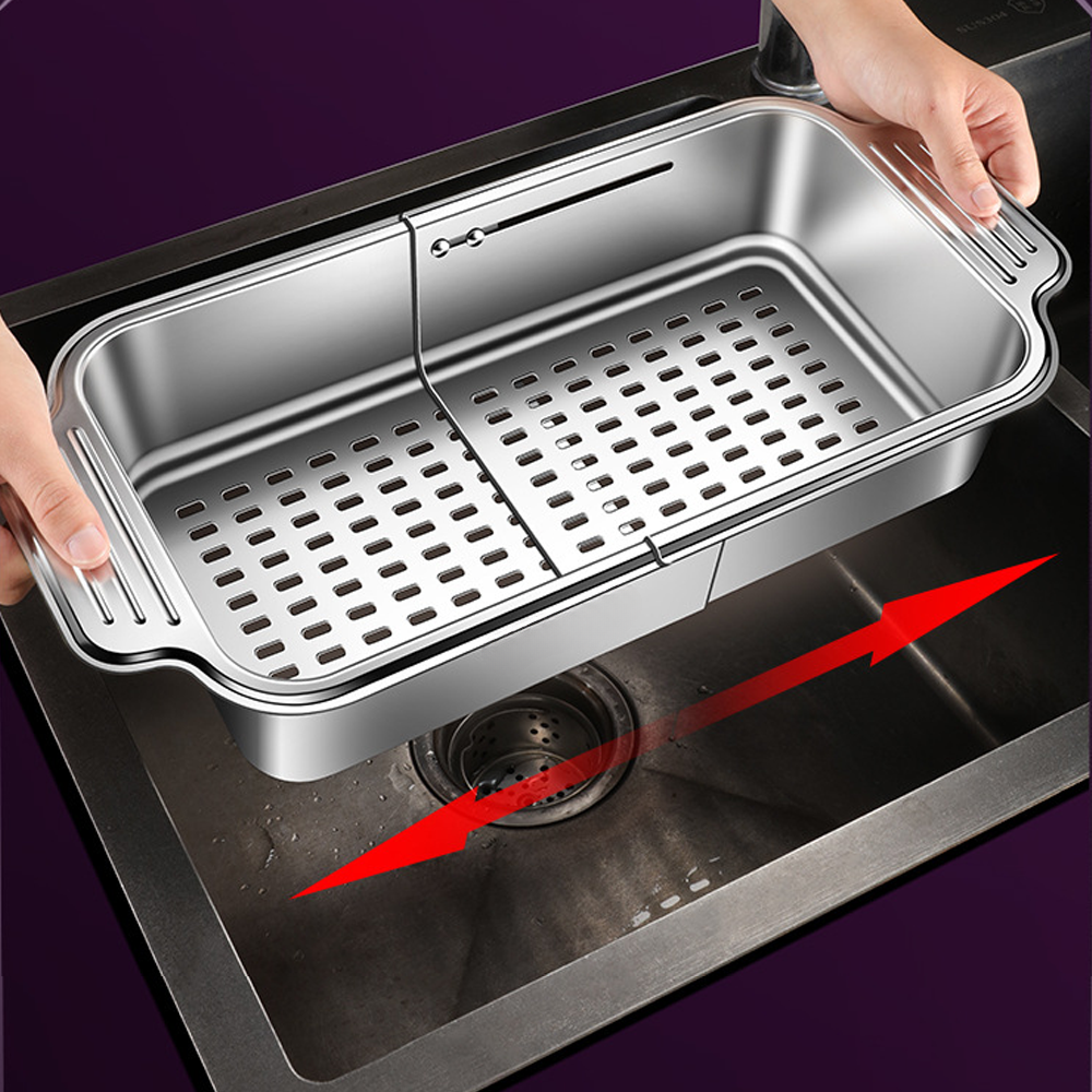 Adjustable Stainless Steel Telescopic Sink Filter Basket Perfect For Draining Dishes Spaghetti And