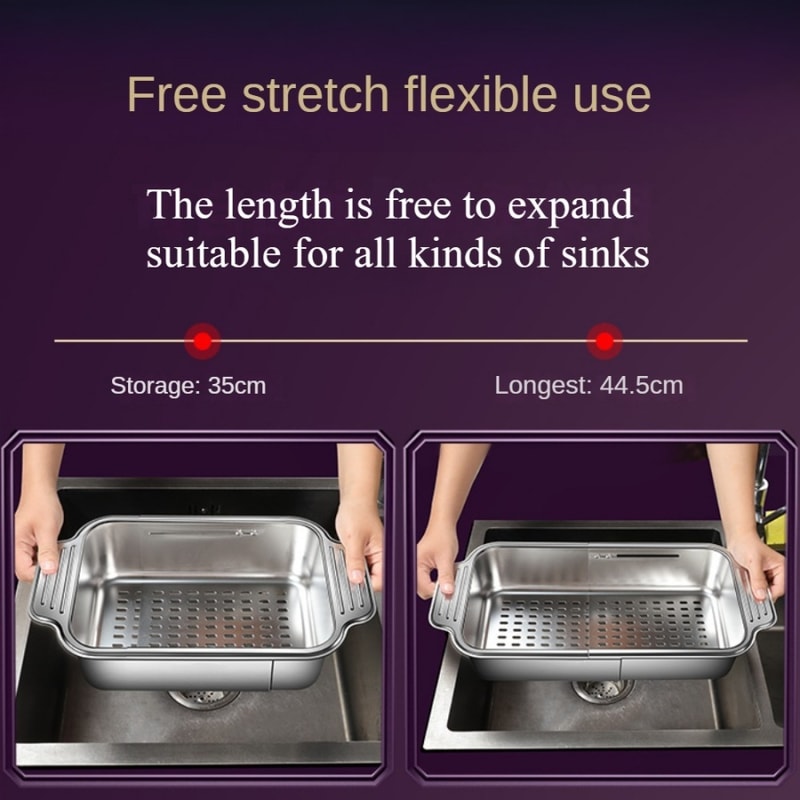 Adjustable Stainless Steel Telescopic Sink Filter Basket Perfect For Draining Dishes Spaghetti And