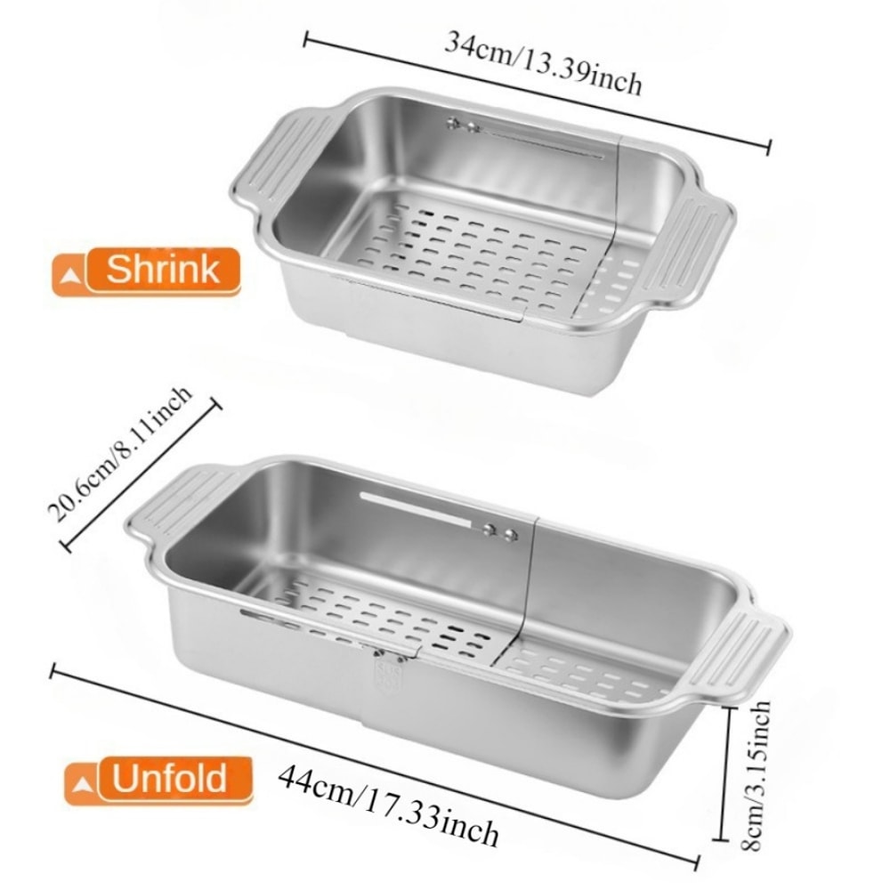 Adjustable Stainless Steel Telescopic Sink Filter Basket Perfect For Draining Dishes Spaghetti And