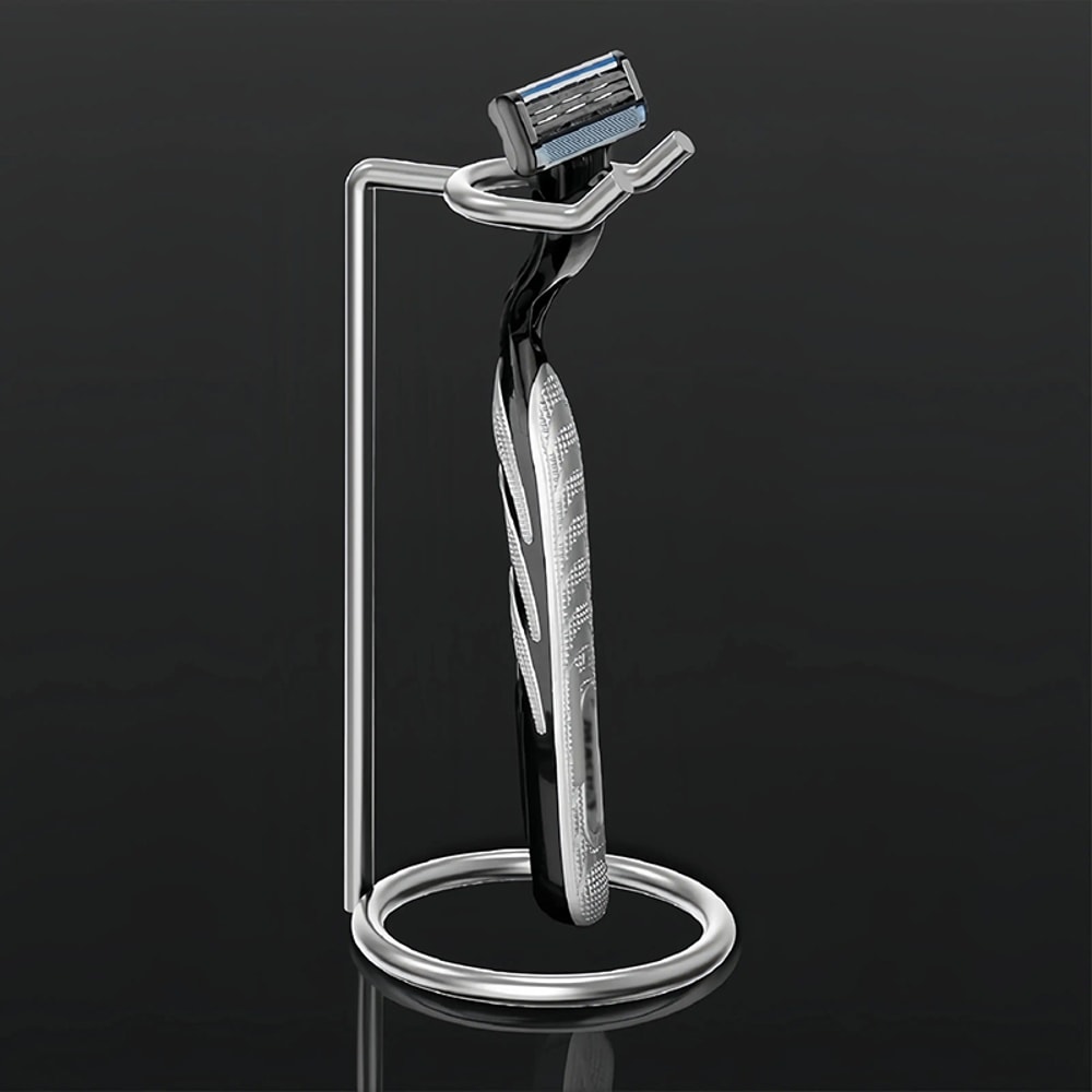 Stainless Steel Shaver Stand For Men Razor Holder Manual Shaver Display Rack Portable Long Handle S 0