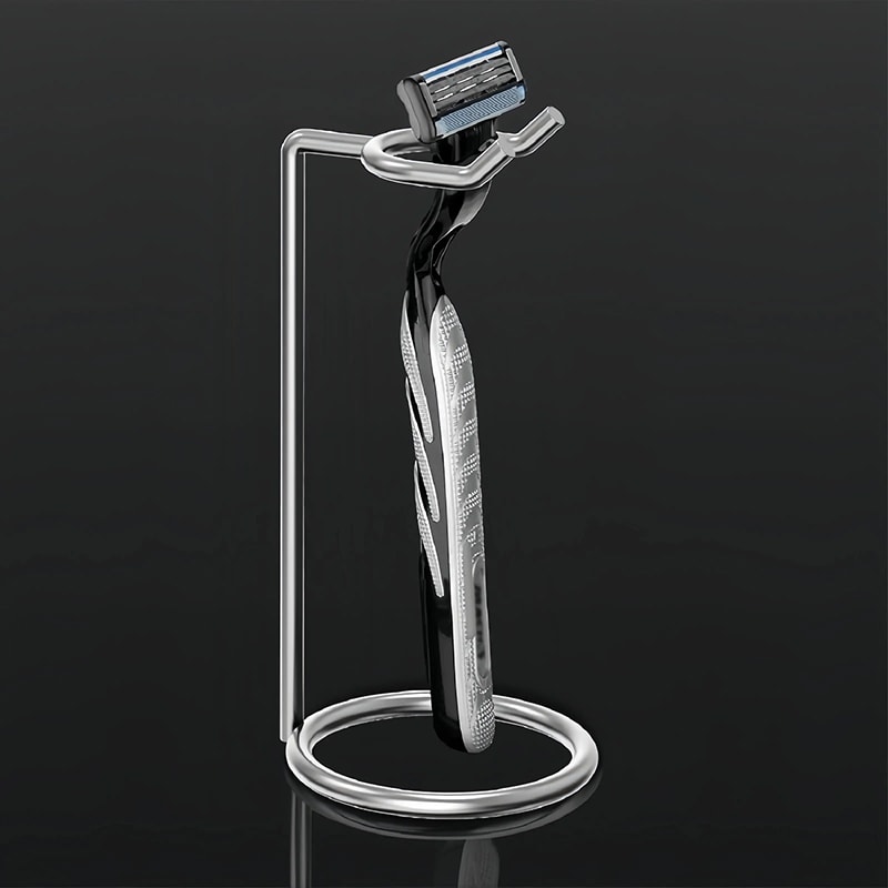 Stainless Steel Shaver Stand For Men Razor Holder Manual Shaver Display Rack Portable Long Handle S 0