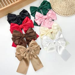 elegant satin layered bow hair clip - silky ribbon hairpin for women & girls