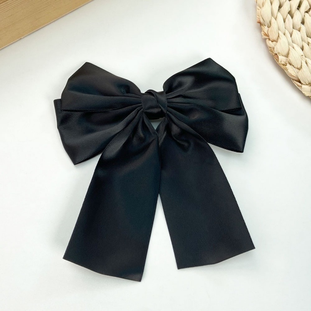 Elegant Satin Layered Bow Hair Clip Silky Ribbon Hairpin For Women Girls 2