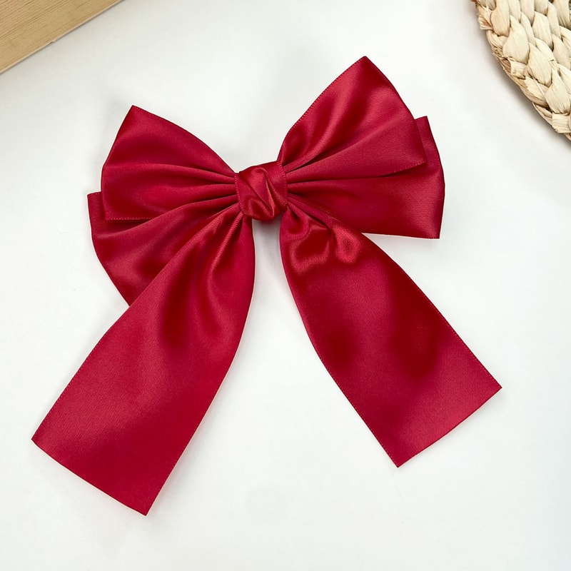 Elegant Satin Layered Bow Hair Clip Silky Ribbon Hairpin For Women Girls 3