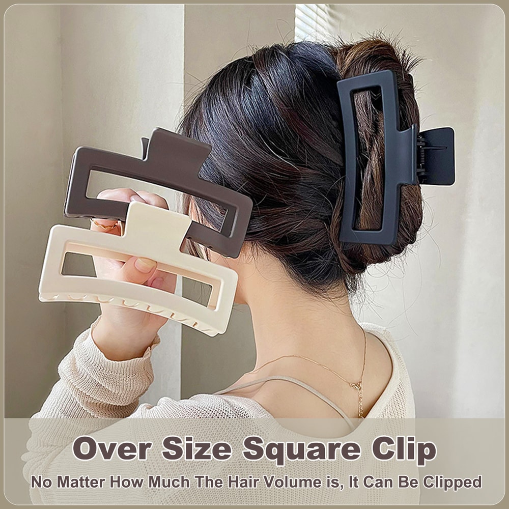 Fashion Oversized Solid Color Square Frosted Hair Shark Clip For Thick Hair Stylish Headdress For 6