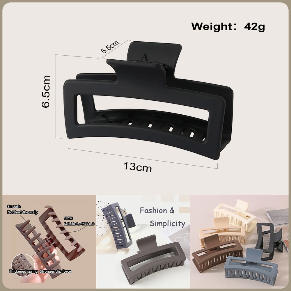 Fashion Oversized Solid Color Square Frosted Hair Shark Clip For Thick Hair Stylish Headdress For 7