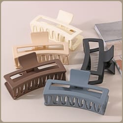 fashion oversized solid color square frosted hair shark clip for thick hair – stylish headdress for women & girls