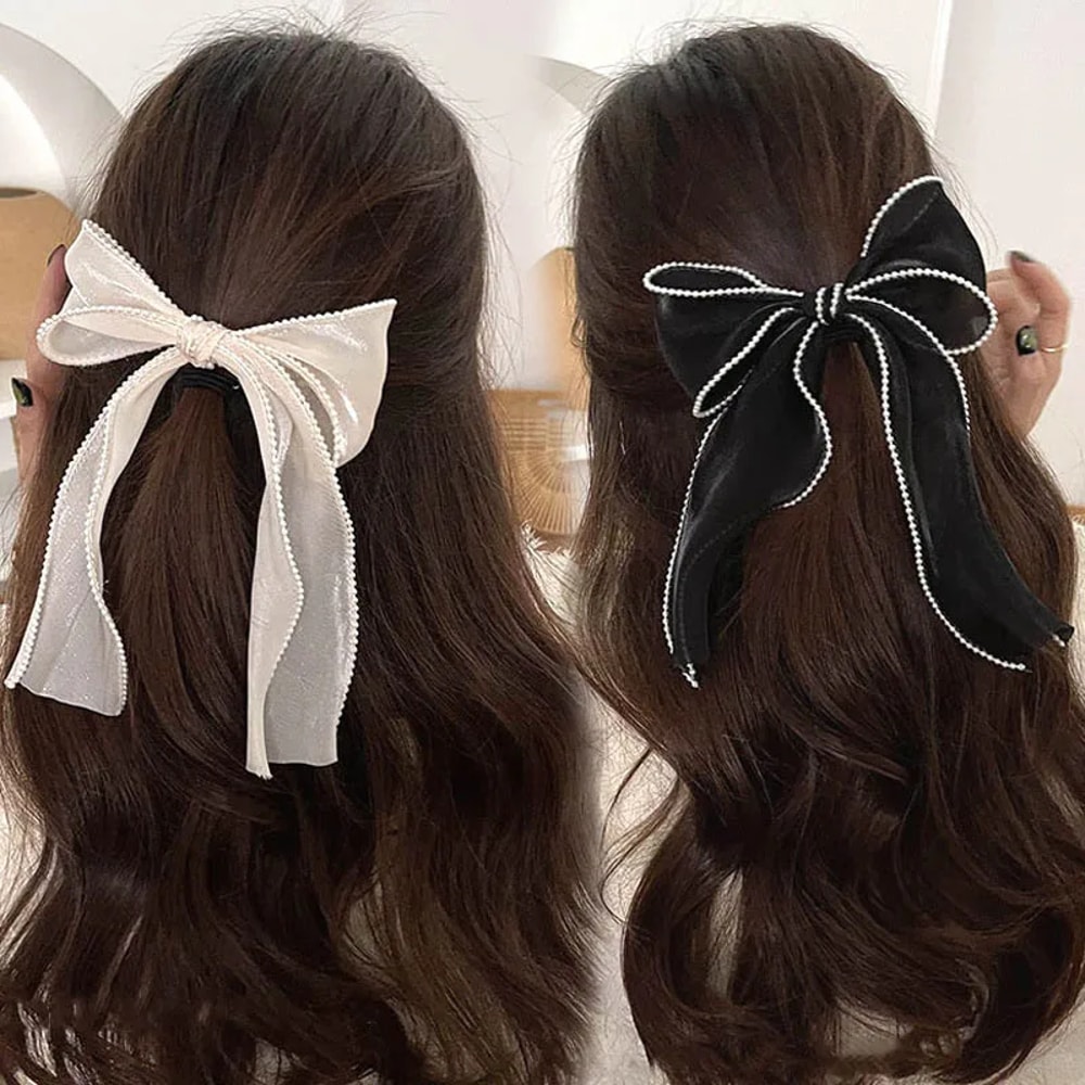 Cute Bow Hair Clip For Women Solid Color Ponytail Clip Stylish Hairpin Barrettes Perfect Gift For 0