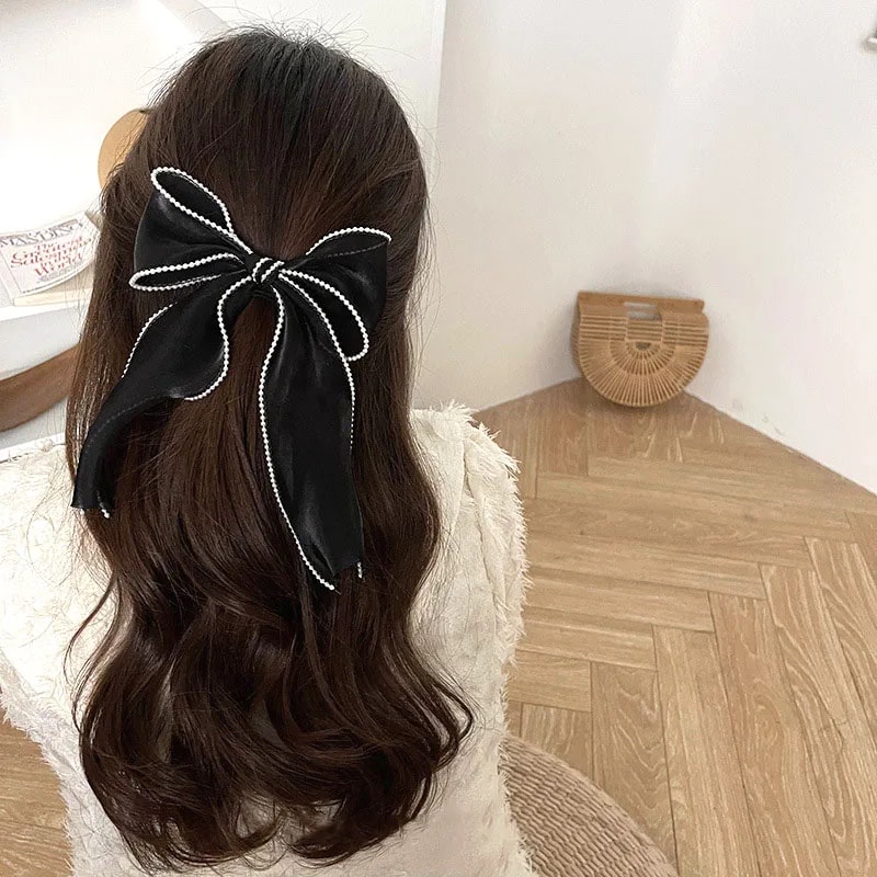 Cute Bow Hair Clip For Women Solid Color Ponytail Clip Stylish Hairpin Barrettes Perfect Gift For 1