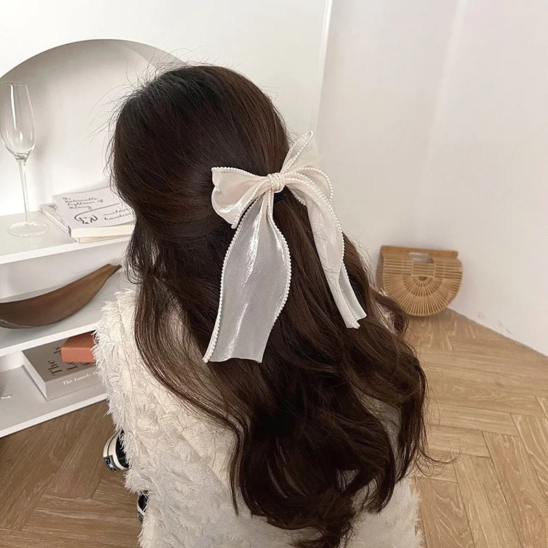 Cute Bow Hair Clip For Women Solid Color Ponytail Clip Stylish Hairpin Barrettes Perfect Gift For 3