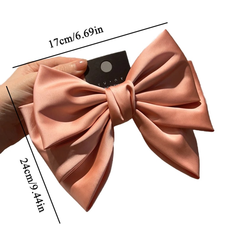 Elegant Satin Bow Hairpin Clip Double Layer Ribbon Ponytail Clip Korean Fashion Accessory 2