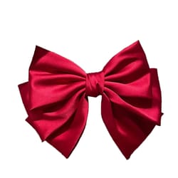 elegant satin bow hairpin clip – double layer ribbon ponytail clip, korean fashion accessory