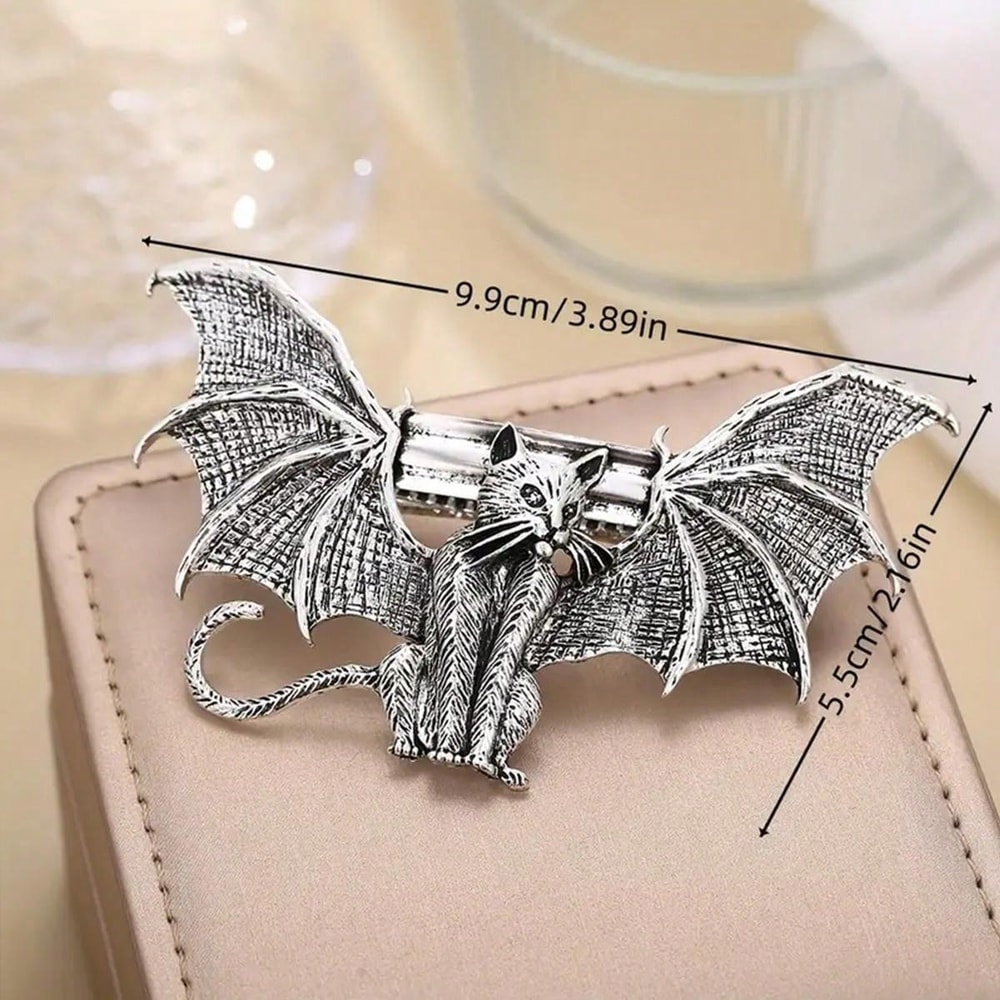 Gothic Flying Cat Hair Clip Vintage Alloy Barrette For Women Perfect For Halloween Cosplay 2