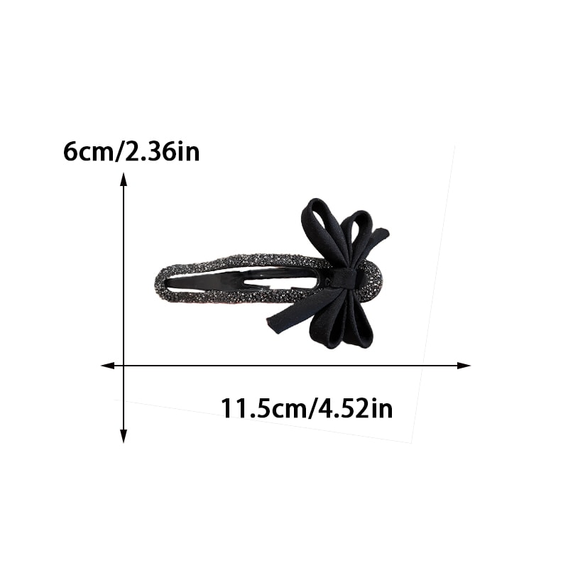 Rhinestone Duckbill Clip Hairpin Classic Black Bow Hair Accessory For Girls 4